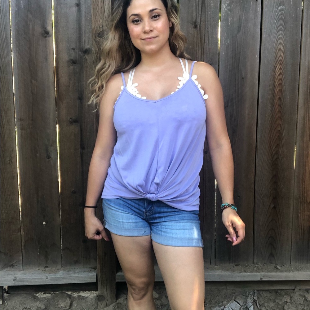 Knot Front High Low Tanktop - Purple